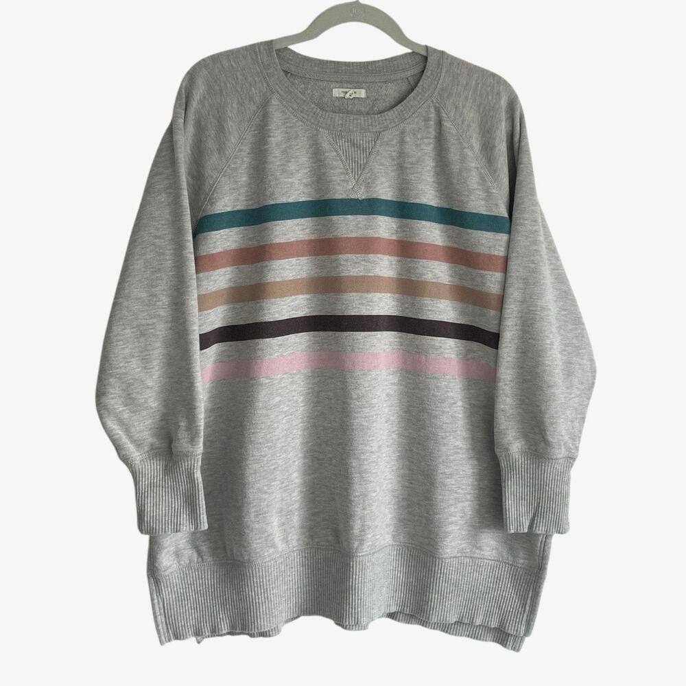 Maurices Grey Striped Crewneck Sweatshirt